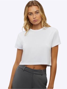 H&M White Cropped Crewneck Tee